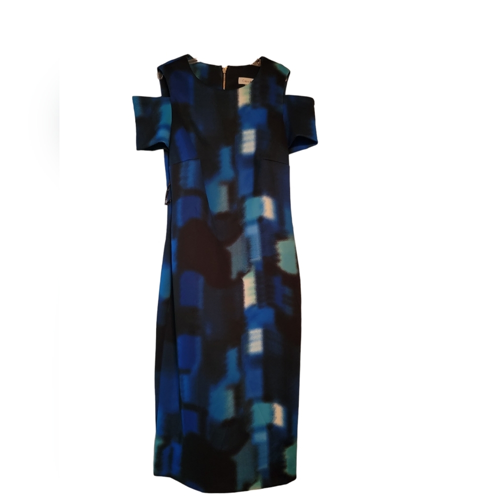 Calvin Klein Women's Sheath Midi Open Shoulder Size 2 Dress